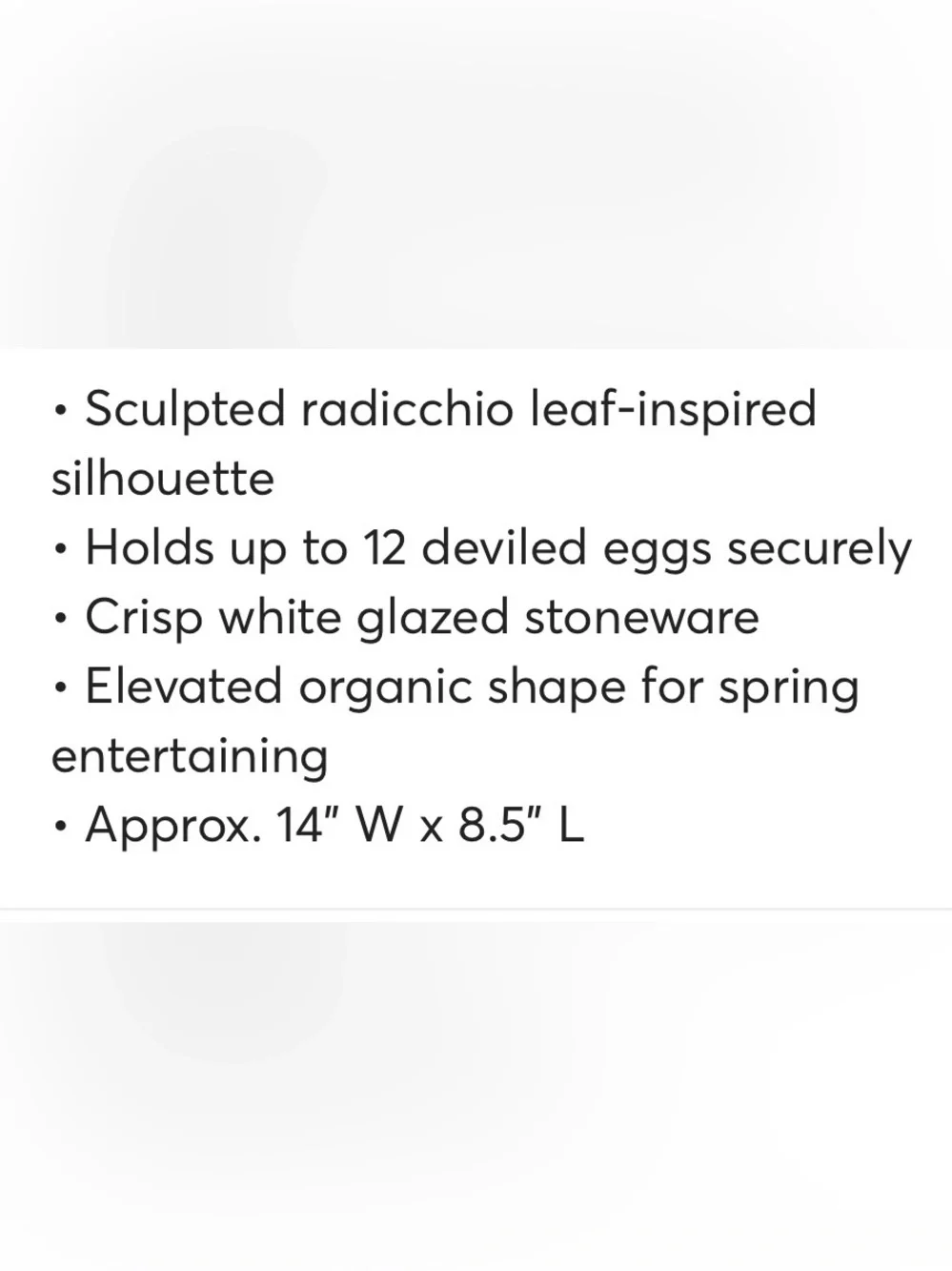 THRESHOLD NWT Stoneware Radicchio Egg Plate White